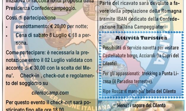Area Camper Cilento, Case del Conte (SA) – Raduno Pro-Romagna 7-9 luglio 2023